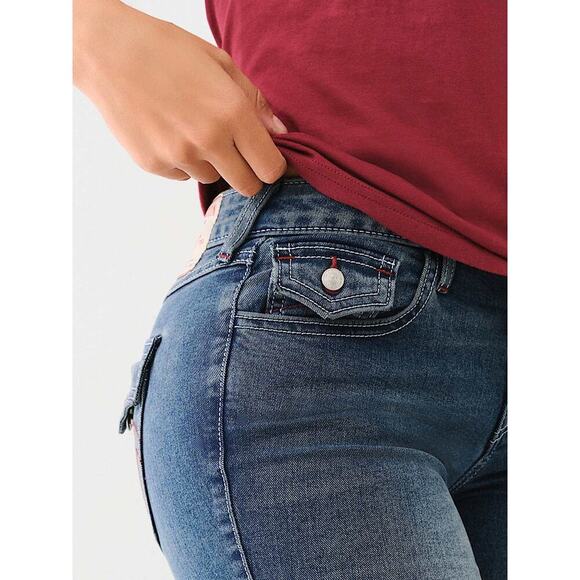 True Religion Women’s JENNIE MID RISE FLAP SKINNY Blue Denim JEAN | NEW/NWT!! - Picture 16 of 16